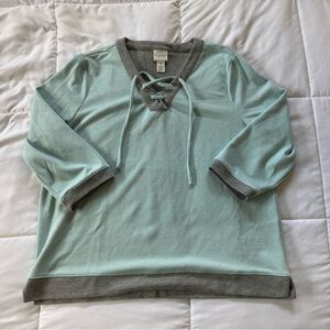 Chico's Gray and Mint Pullover
